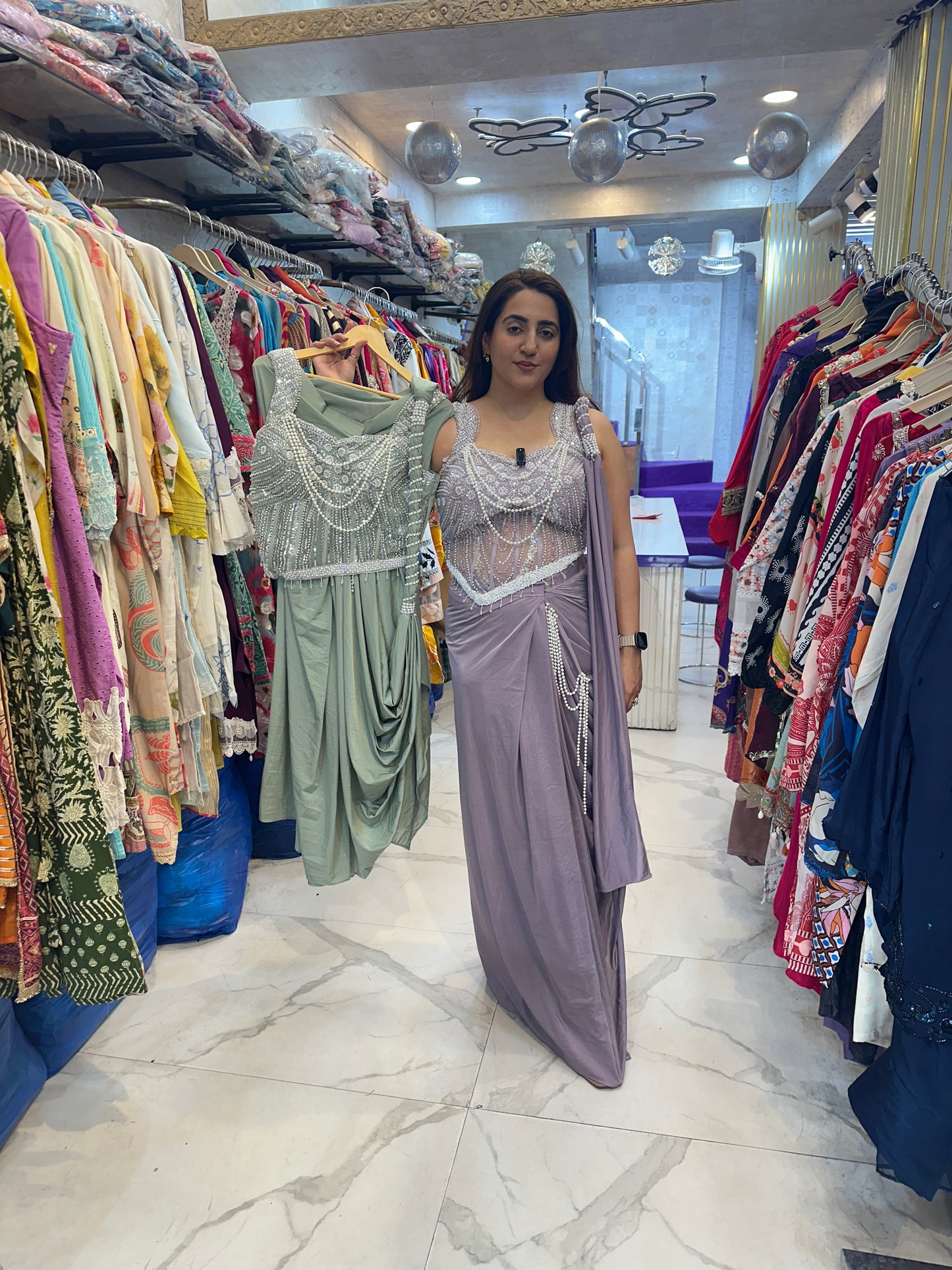 'MAATI' Stunning Pearl Work Drape Saree FS221