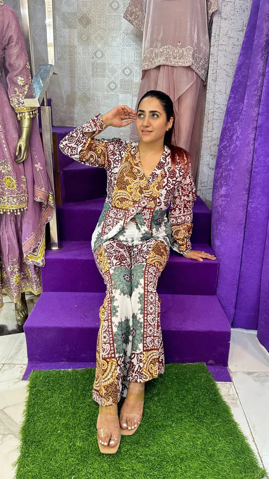"MORNI" Multicolor Digital Print Western Wear Co-Ord For Women FS07
