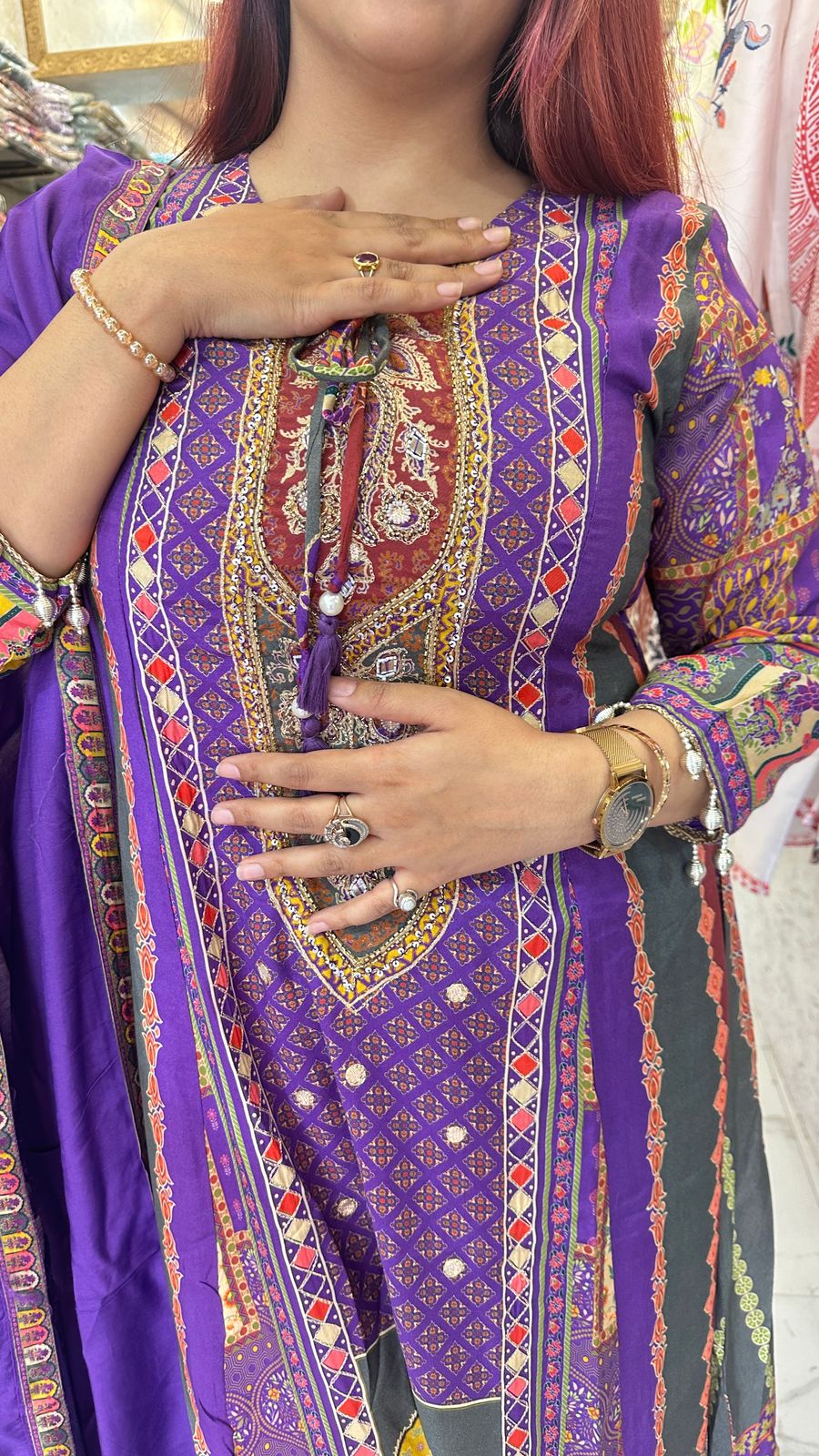 "JUGNI" Purple Crepe Printed Western Wear Suit With Dupatta For Women FS14