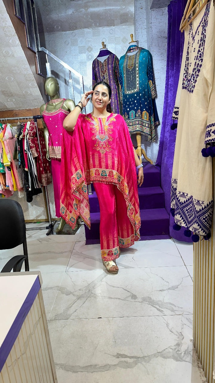 "SOHNI" Short Gulabi Kaftaan With Palazzo FS32