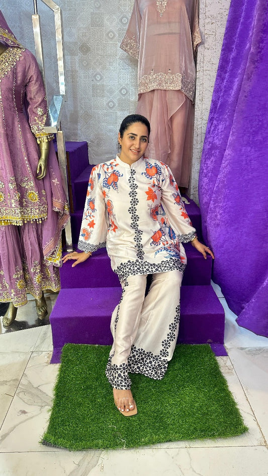 "RANI" Orange Digital Print Western Wear Co-Ord For Women FS33