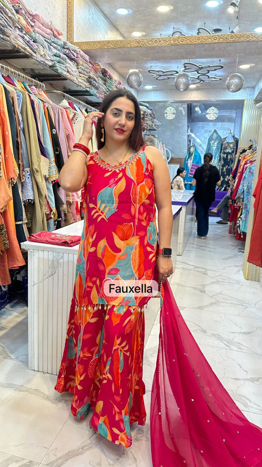 "KOMAL" Beautiful Pattern Print Sharara Suit FS46