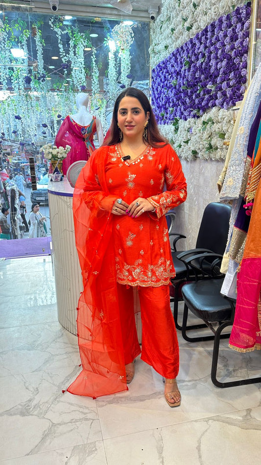 "SURKH" Elegance Vibrant Salwar Kameez with Intricate Embroidery FS53