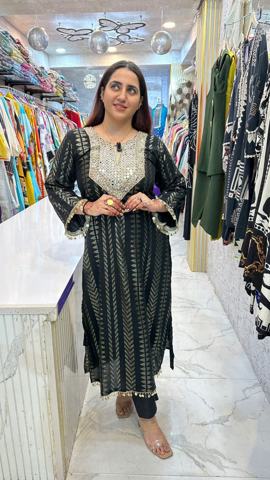 "RAATRANI" Glam in Front Mirror Work and Shimmer Design FS59