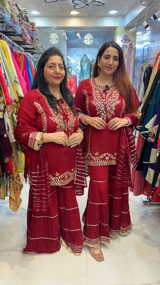 ‘MAHOGANY’ Festive Partywear Sharara Set FS69