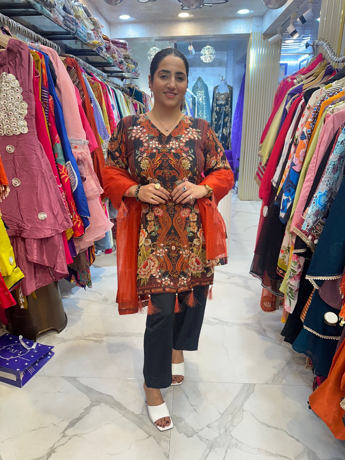 "KSHAMA" Beautiful Long Suit With Hand Work Detailing FS94