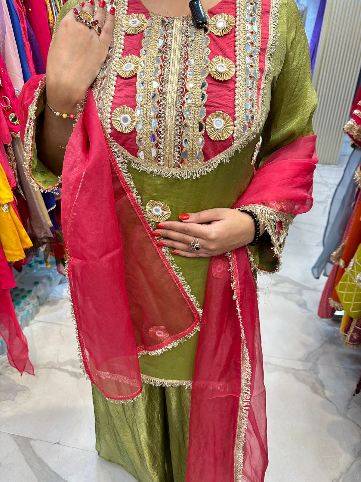 "RASBHARI" Elegant Olive Green Sharara Suit FS36