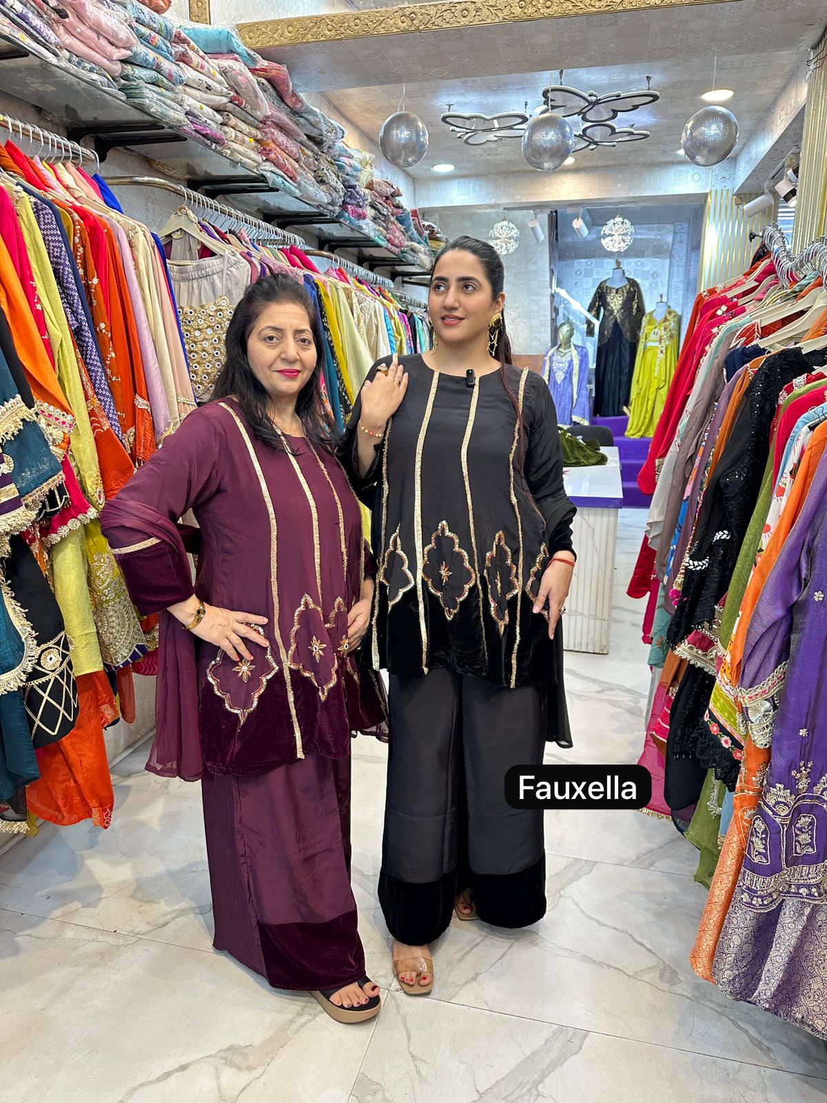 ‘ZULF’ Beautiful Crepe Suit with Velvet Detailing FS127