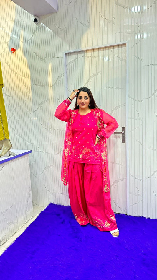 Elegant 3 piece Sharara Set with Jacket FS135