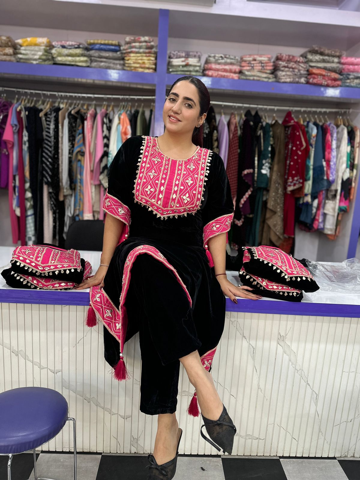 Heavy Velvet Kaftan Gota Work FS161