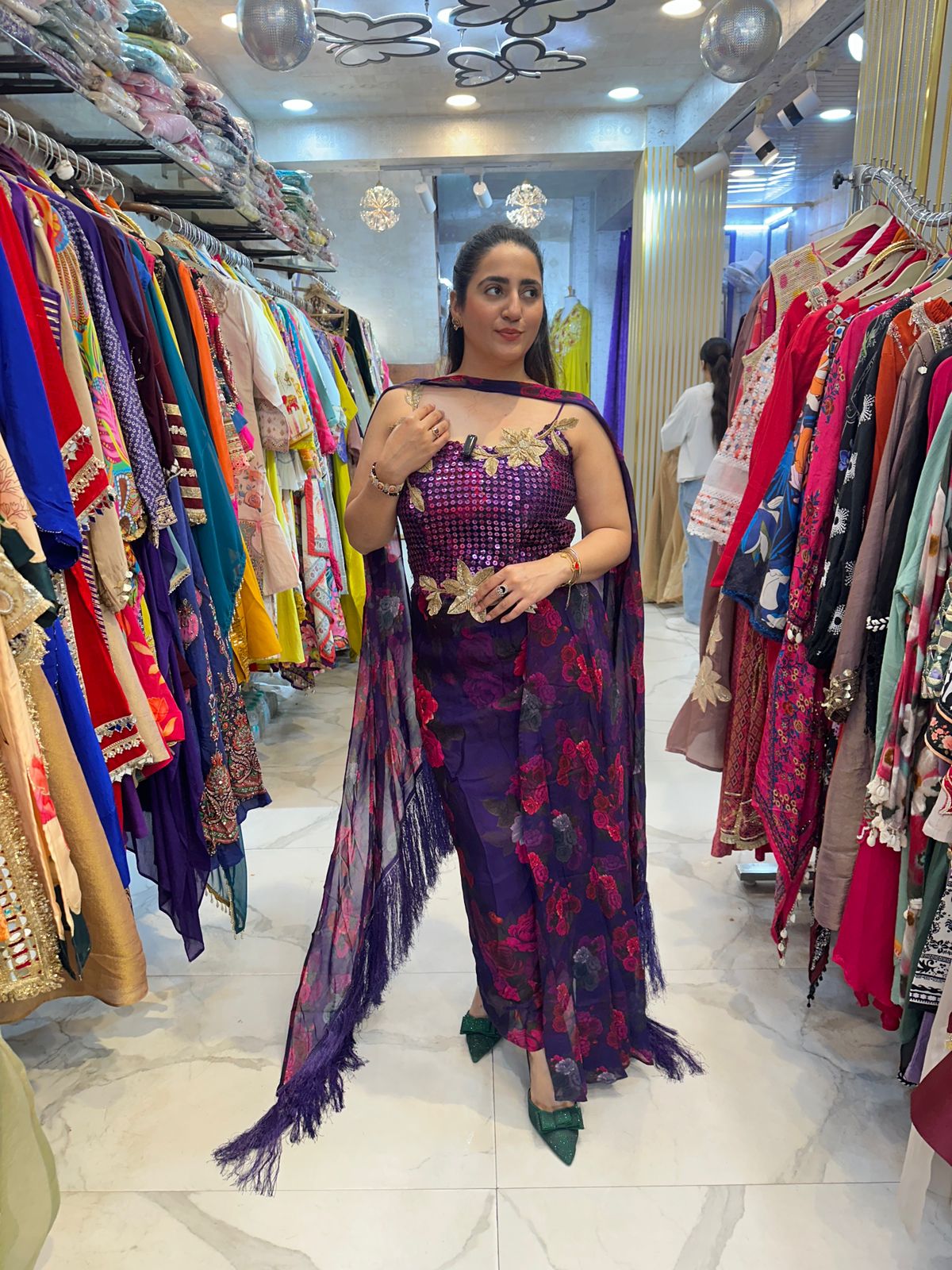 ‘JANNAT’ Floral Print Indo-Western Dress FS180