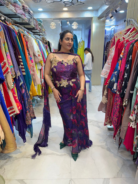 ‘JANNAT’ Floral Print Indo-Western Dress FS180