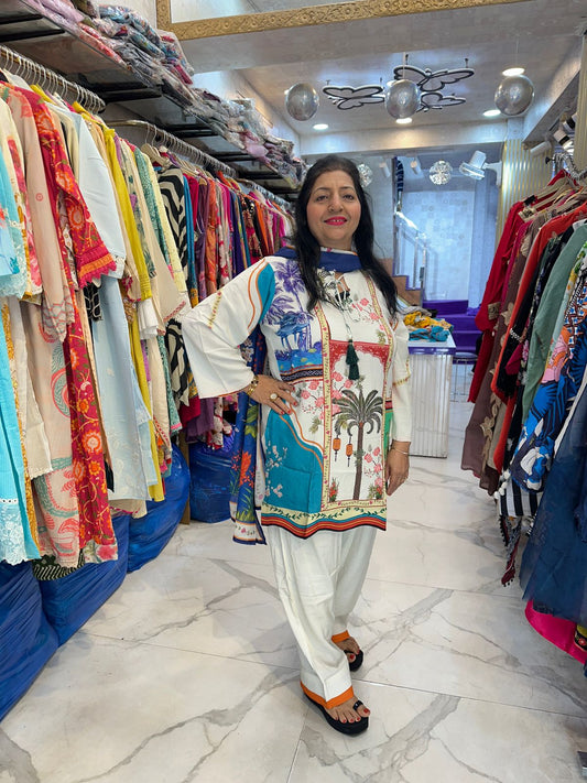 ‘PHULRAAJ’ Pattern Print 3pc Suit FS216