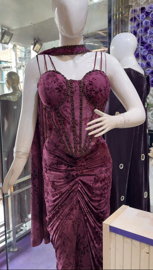 "MAHIRA" Elegant Party Wear Dress With Flower Work FS173