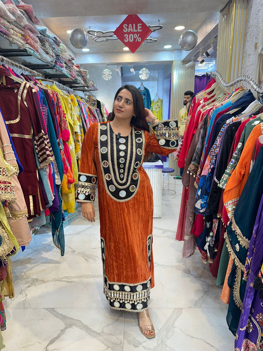 "TAJ" Grey Phiran without Potli FS165