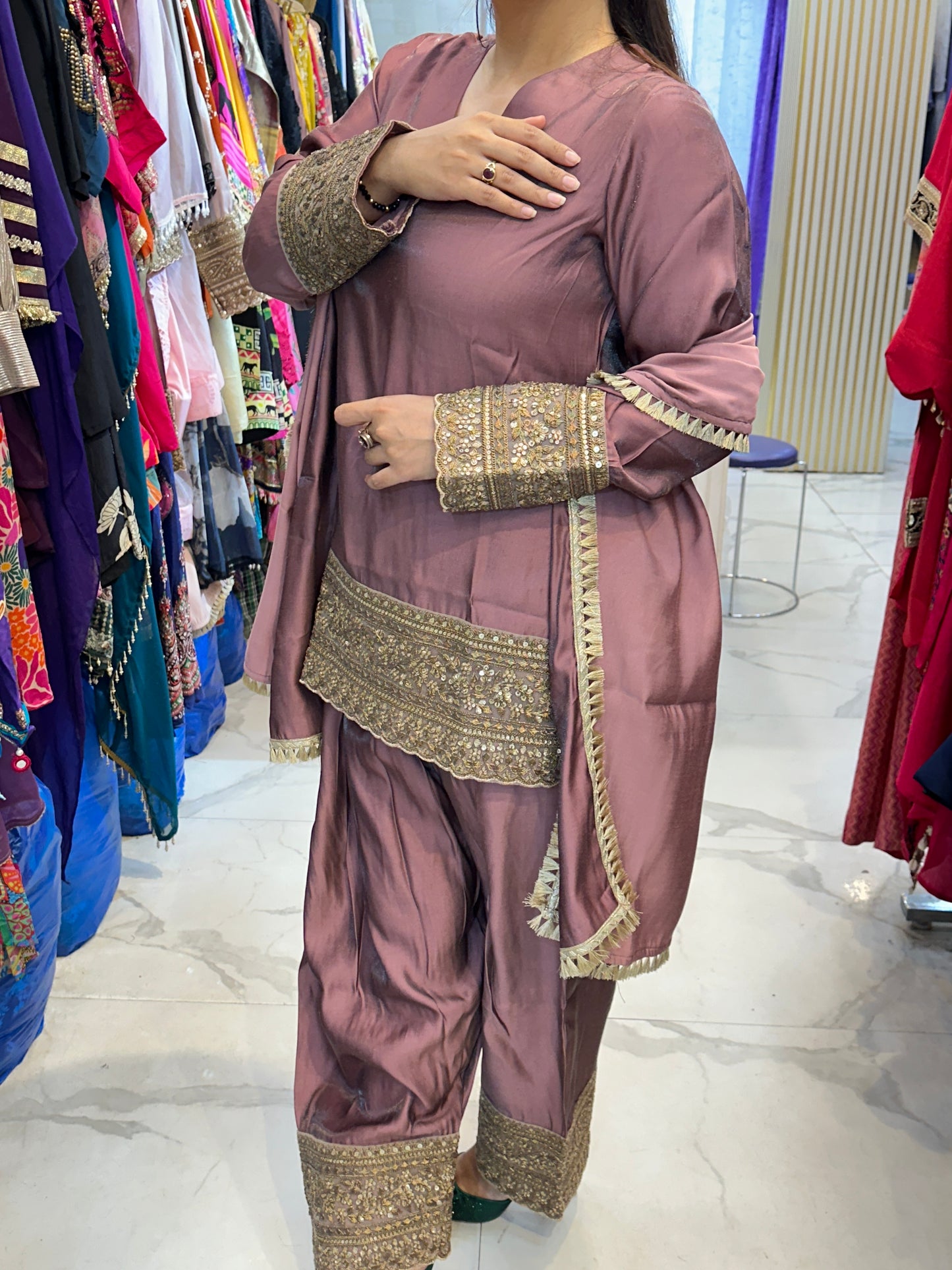 ‘PARIZA’ Beautiful Suit With Lace Work FS187