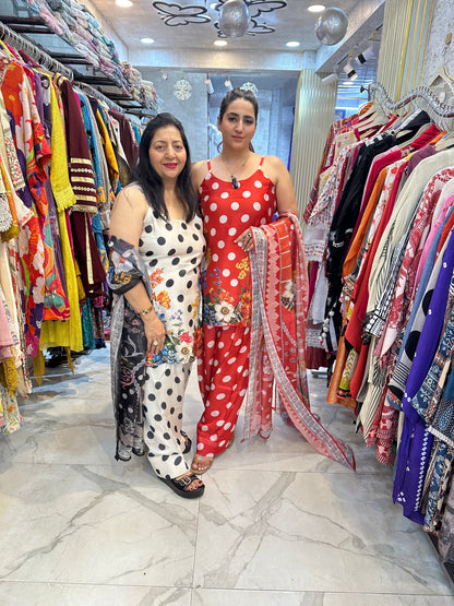 "RETRO" Elegant Suit With Doted Print FS244