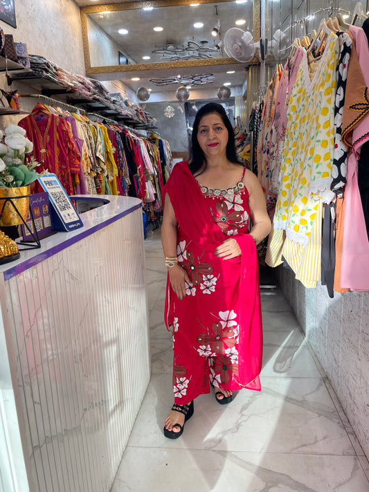 "Amour" Beautiful Floral Work Strap Suit FS224