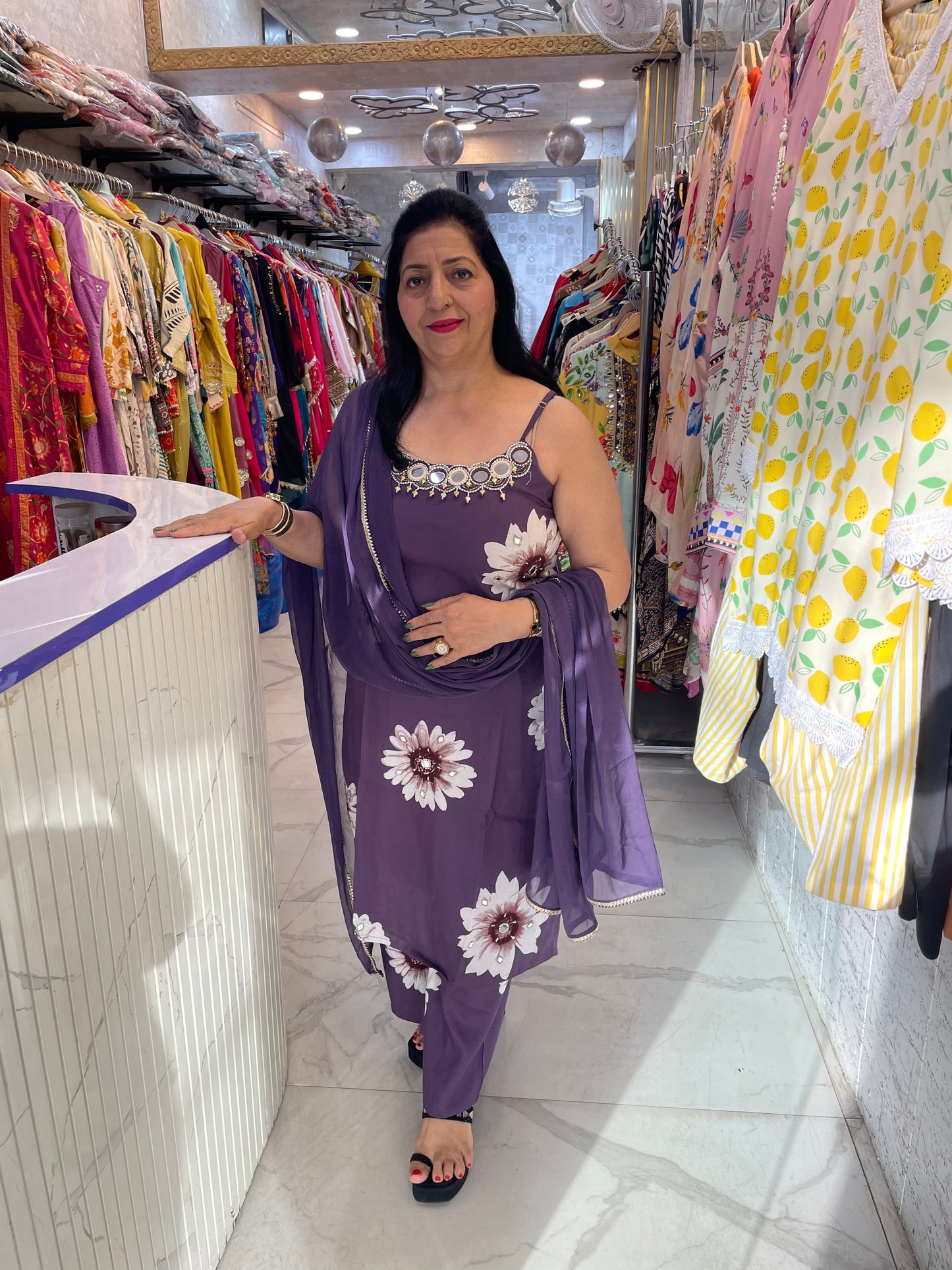 "Amour" Beautiful Floral Work Strap Suit FS224