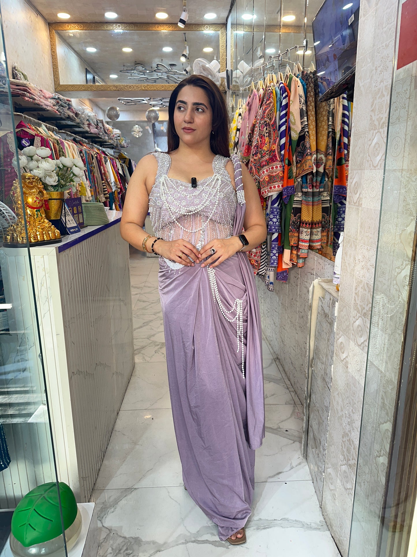 'MAATI' Stunning Pearl Work Drape Saree FS221