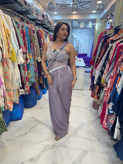 'MAATI' Stunning Pearl Work Drape Saree FS221