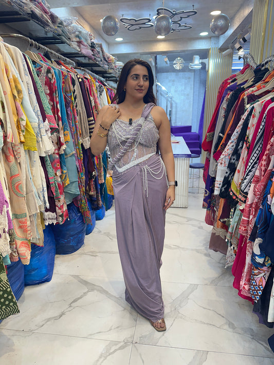 'MAATI' Stunning Pearl Work Drape Saree FS221