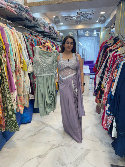 'MAATI' Stunning Pearl Work Drape Saree FS221