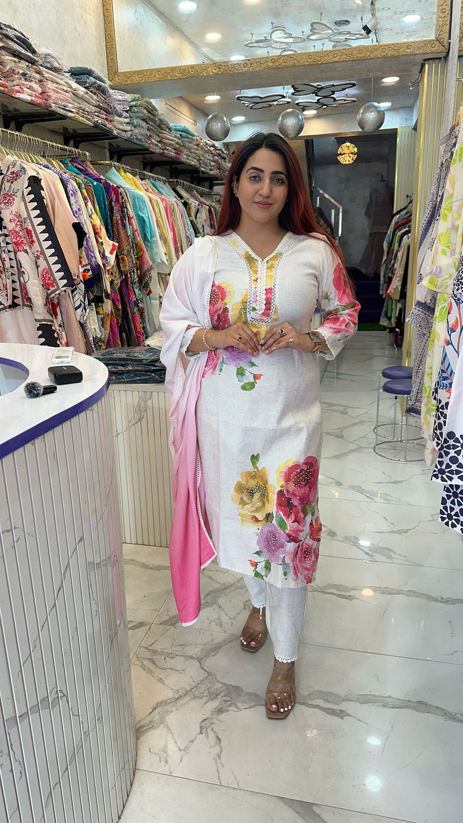 "KHADI" Floral Medium Western Wear Versa Suit With Dupatta For Women FS01