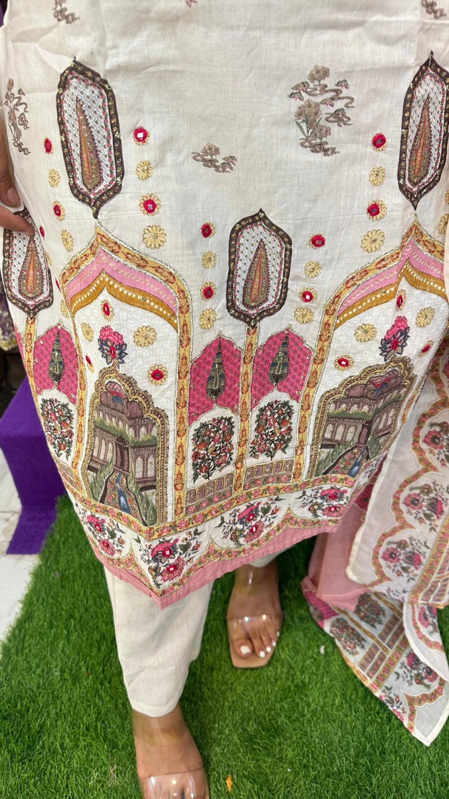 "RUTTAN"   Pink Khadi Medium Western Wear Suit With Dupatta For Women FS12