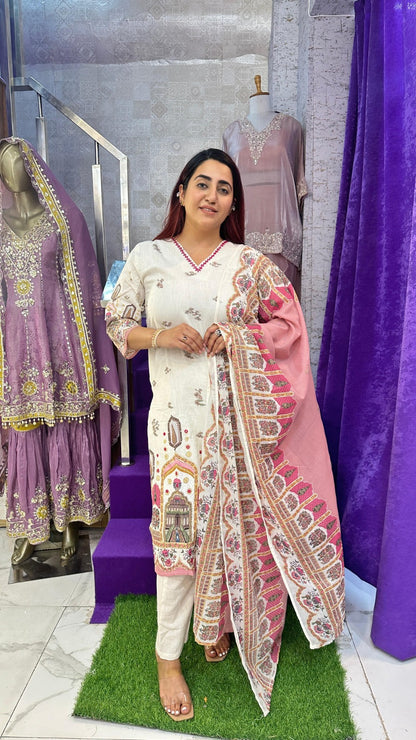 "RUTTAN"   Pink Khadi Medium Western Wear Suit With Dupatta For Women FS12