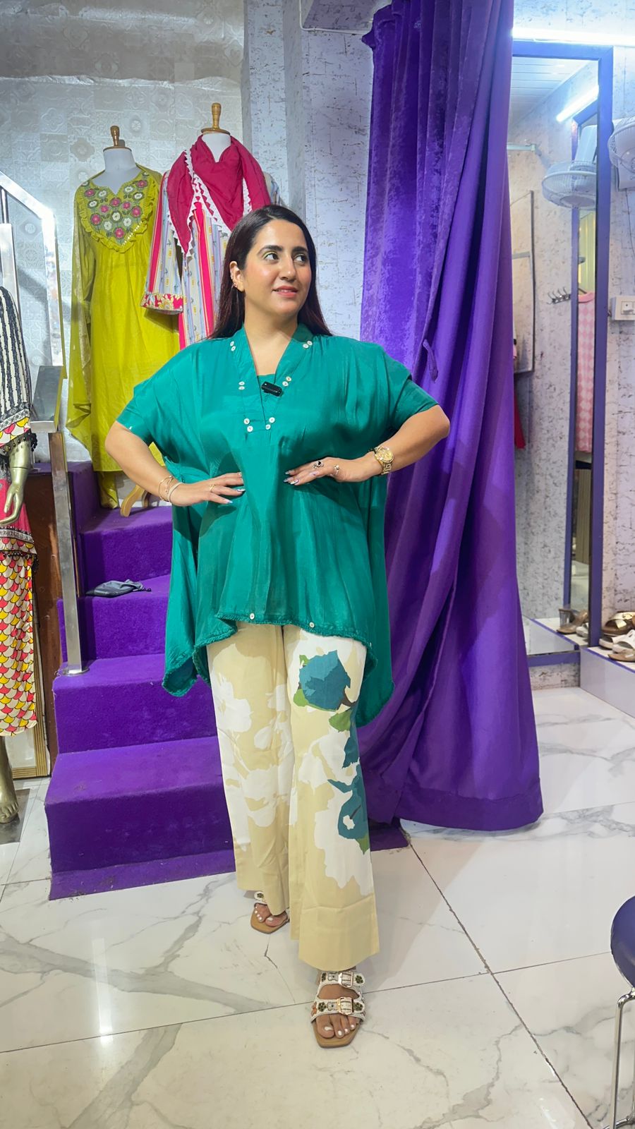 "KANGAN" Pretty Cordset With Flower on Pants FS04