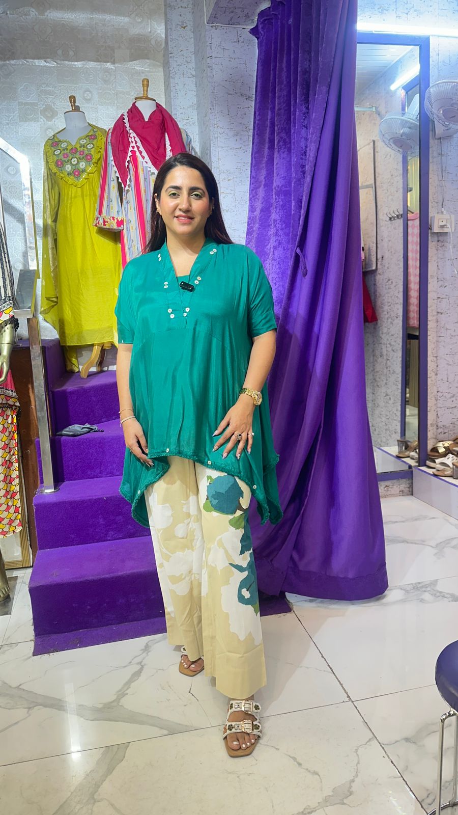 "KANGAN" Pretty Cordset With Flower on Pants FS04