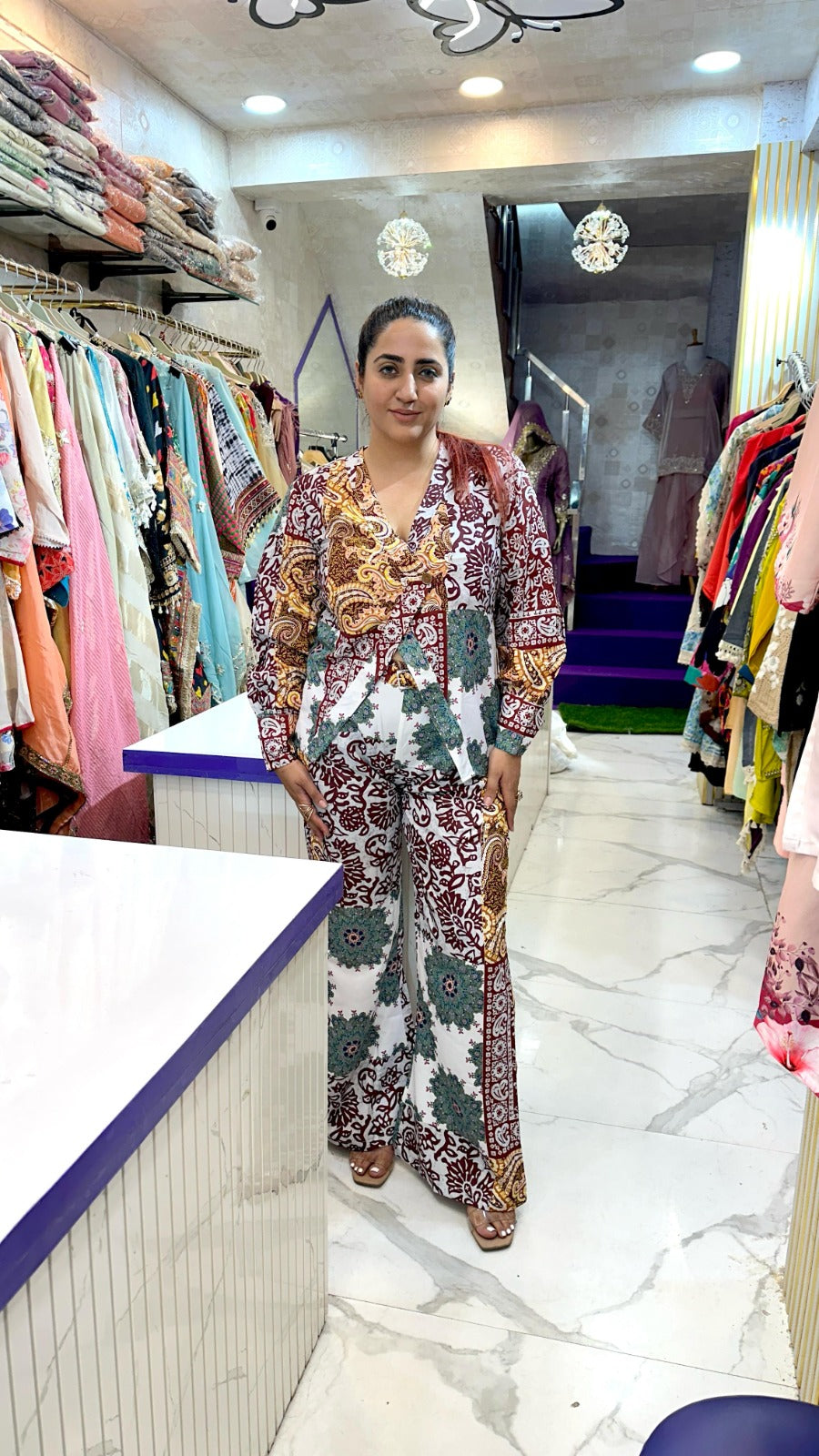 "MORNI"  Multicolor Digital Print Western Wear Co-Ord For Women FS07