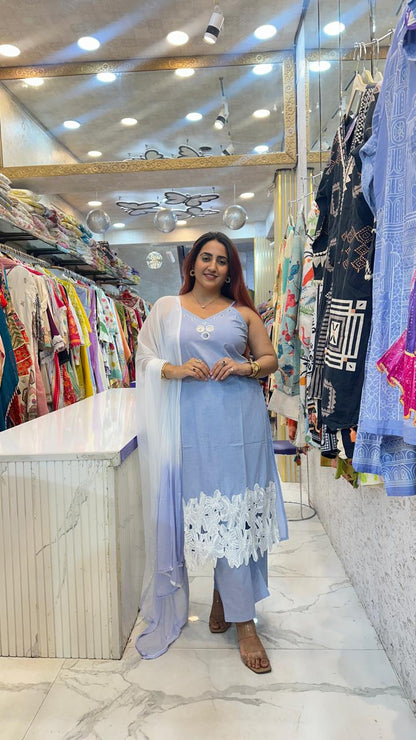 "CHABEEL" POWDER BLUE LACE SUIT FS18