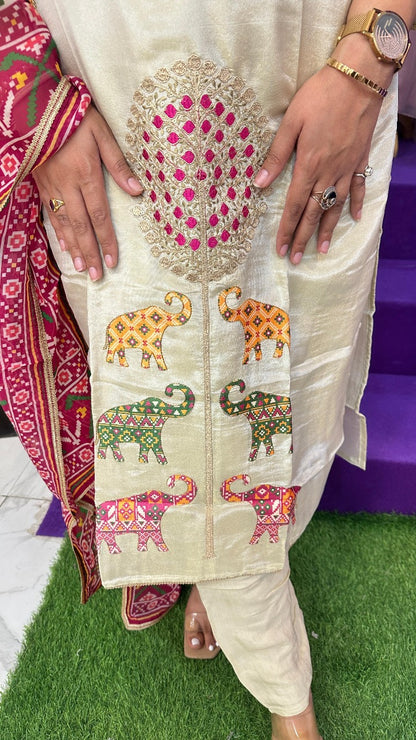 "BALLE" Multicolor Khadi Printed Western Wear Suit With Dupatta For Women FS20