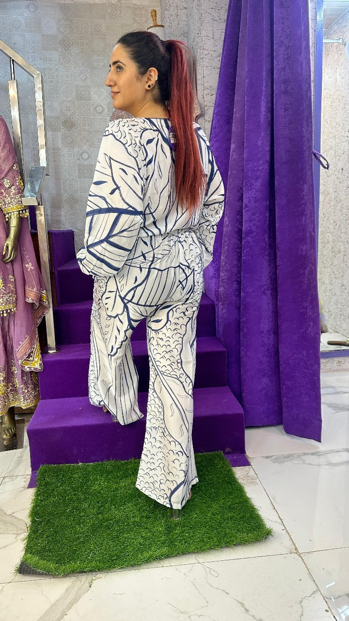 "BASANT "  Blue Digital Print Western Wear Co-Ord Set For Women FS23