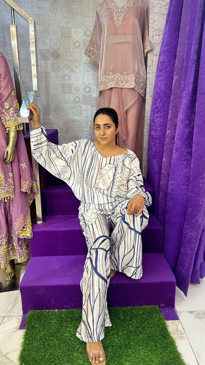 "BASANT "  Blue Digital Print Western Wear Co-Ord Set For Women FS23