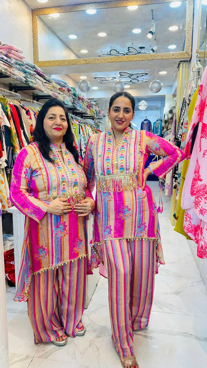 "TEHREER "  GEORGETTE TASSEL CO-ORD SET FS24