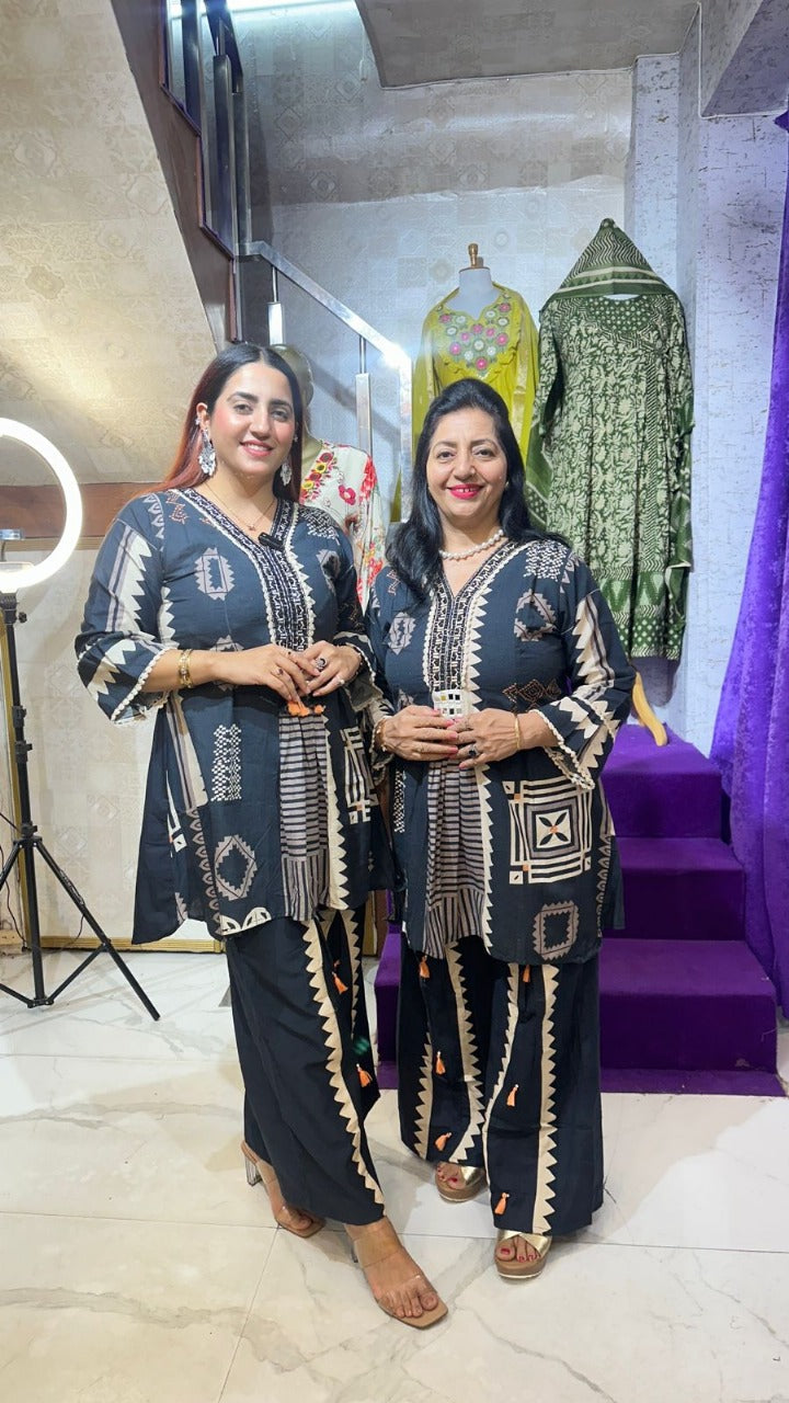 "MIRZA" LINEN BLACK CO-ORD FS25