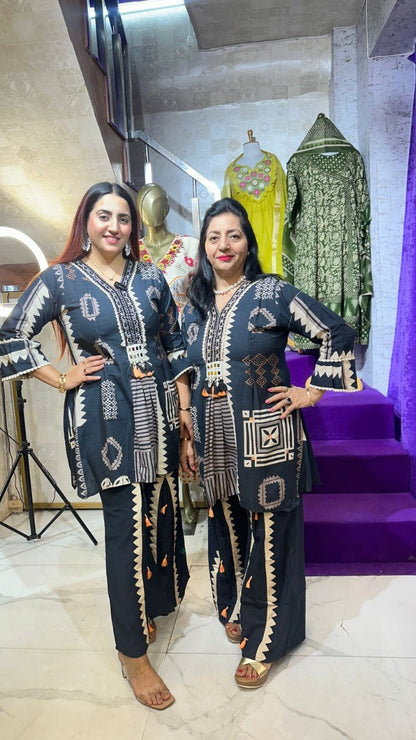 "MIRZA" LINEN BLACK CO-ORD FS25