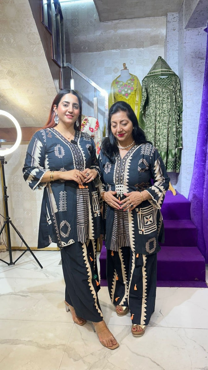 "MIRZA" LINEN BLACK CO-ORD FS25