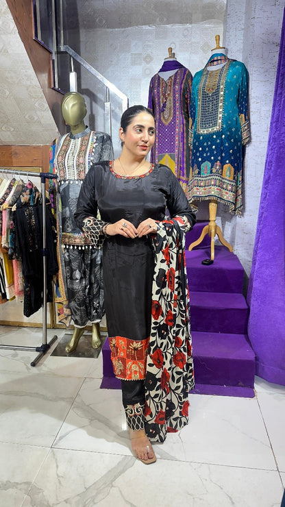 "MEHEK" BLACK PURE CREPE  SUIT FOR WOMEN FS29