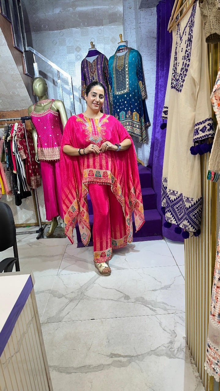 "SOHNI" Short Gulabi Kaftaan With Palazzo FS32