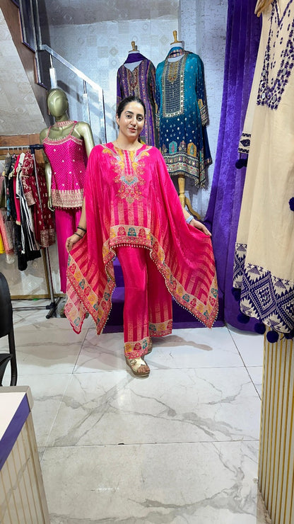 "SOHNI" Short Gulabi Kaftaan With Palazzo FS32