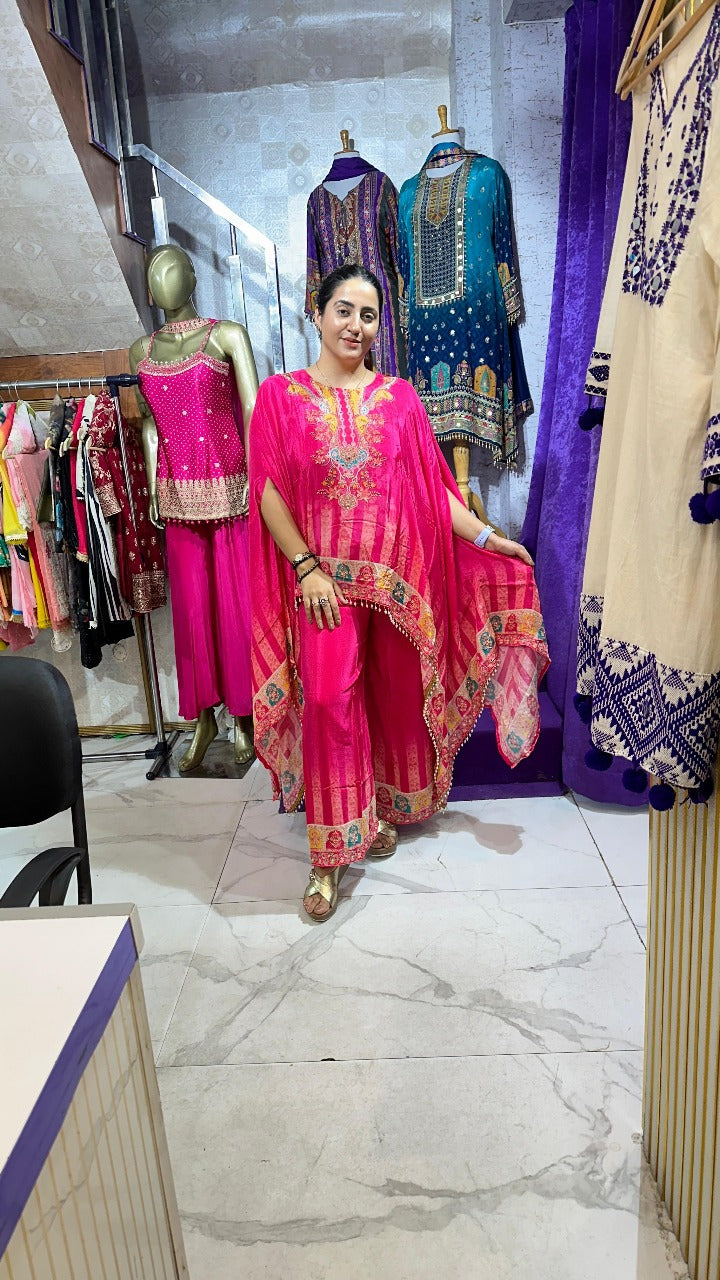 "SOHNI" Short Gulabi Kaftaan With Palazzo FS32