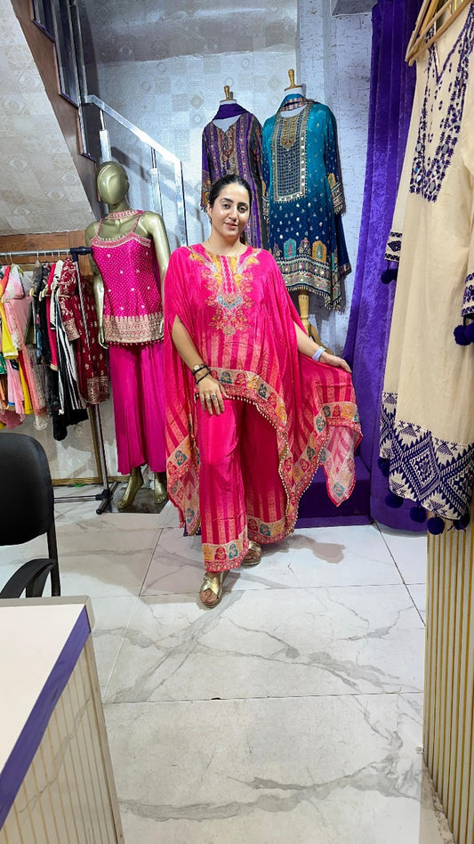 "SOHNI" Short Gulabi Kaftaan With Palazzo FS32