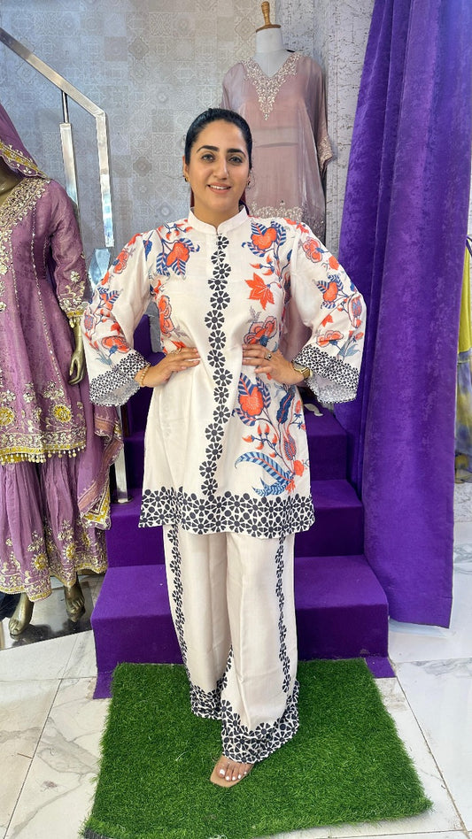 "RANI" Orange Digital Print Western Wear Co-Ord For Women FS33