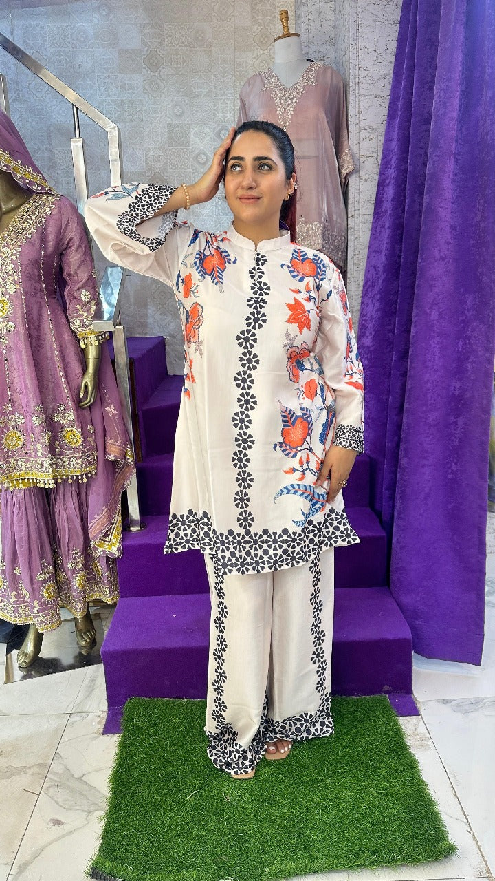 "RANI" Orange Digital Print Western Wear Co-Ord For Women FS33