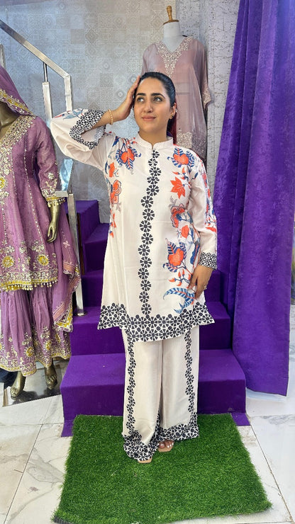 "RANI" Orange Digital Print Western Wear Co-Ord For Women FS33