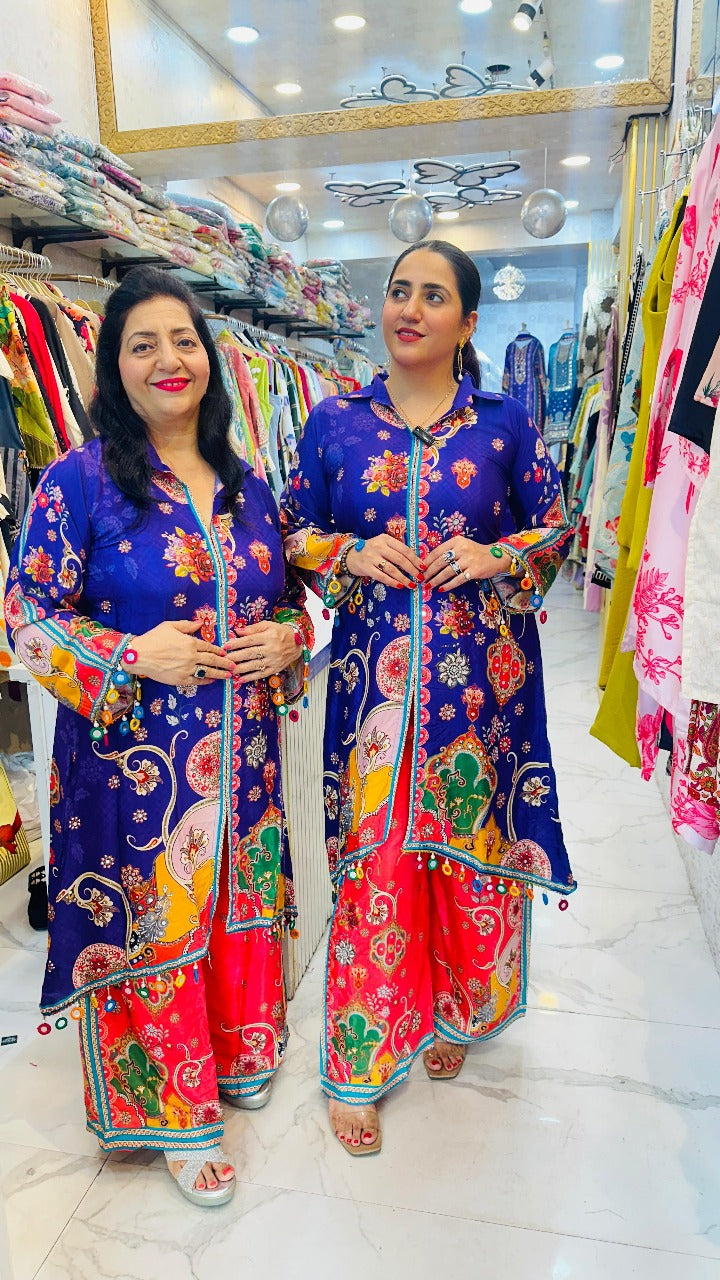 "GIDDA" PURPLE UNIQUE PINK CO-ORD SET FOR WOMEN FS34